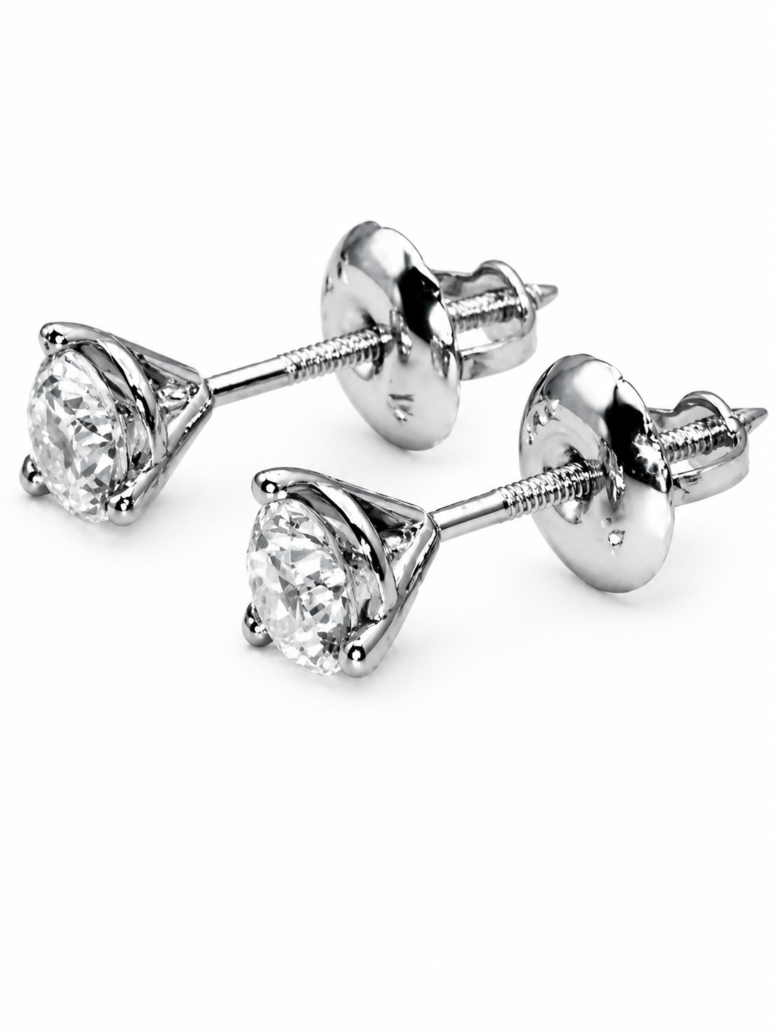 .50 ctw Lab Diamond Studs F/G - VS 14k White Gold 3-Prong Martini Screwbacks