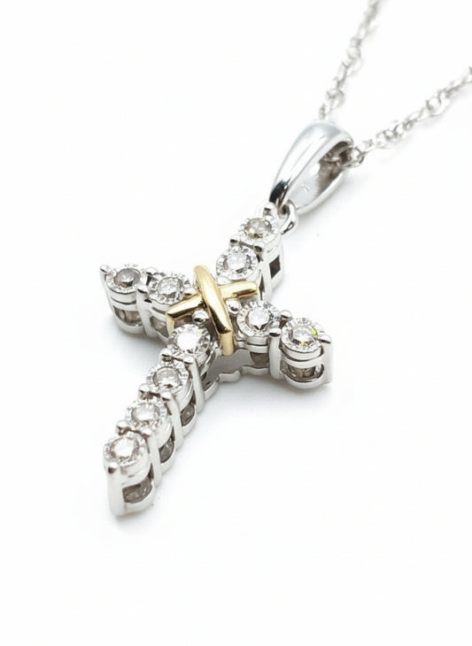 1/10 CTW Natural Diamond Pendant Necklace 925 Sterling Silver