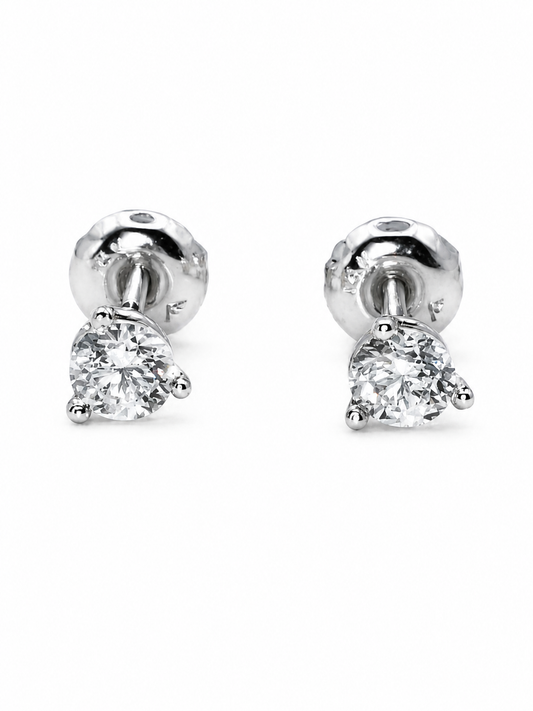 .50 ctw Lab Diamond Studs F/G - VS 14k White Gold 3-Prong Martini Screwbacks