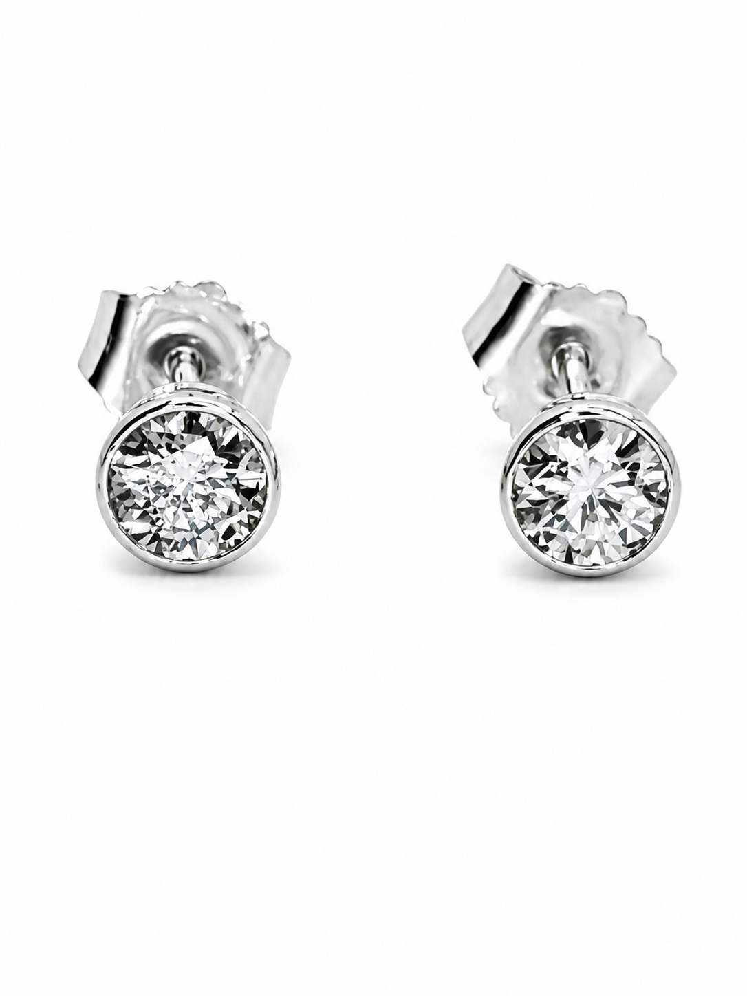 .50 ctw 14k White Gold Bezel Studs