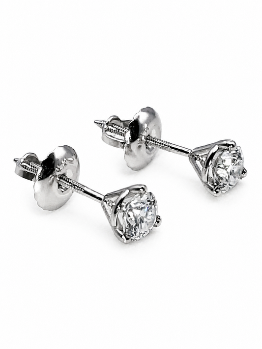 .50 ctw Lab Diamond Studs F/G - VS 14k White Gold 3-Prong Martini Screwbacks
