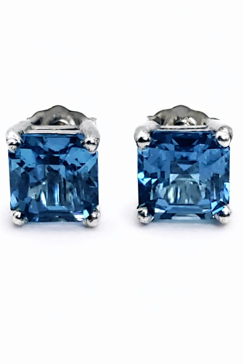 3.66 ctw Natural Swiss Blue Topaz Stud Earrings