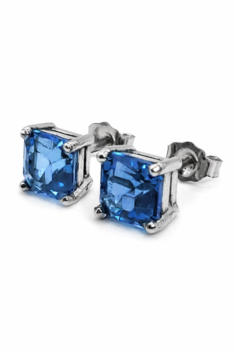 3.66 ctw Natural Swiss Blue Topaz Stud Earrings