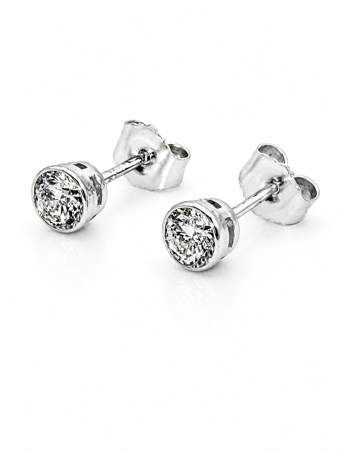 .50 ctw 14k White Gold Bezel Studs