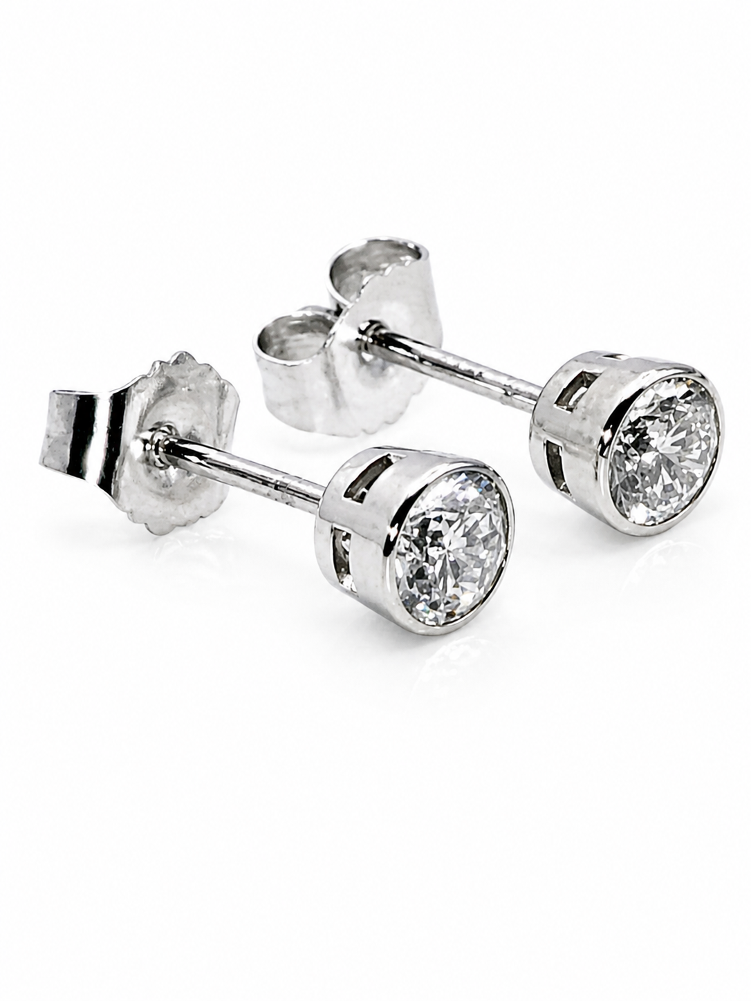 .50 ctw 14k White Gold Bezel Studs