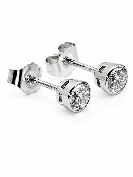.50 ctw 14k White Gold Bezel Studs