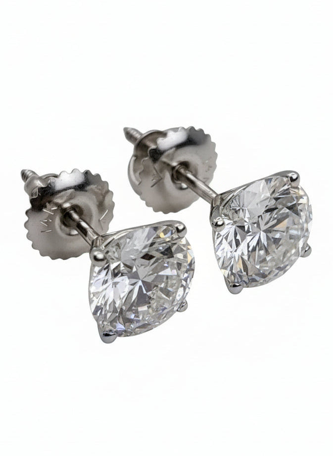 2.56 ctw Lab-Grown Diamond Stud Earrings E-VVS2 Individual IGI's 14k White Gold