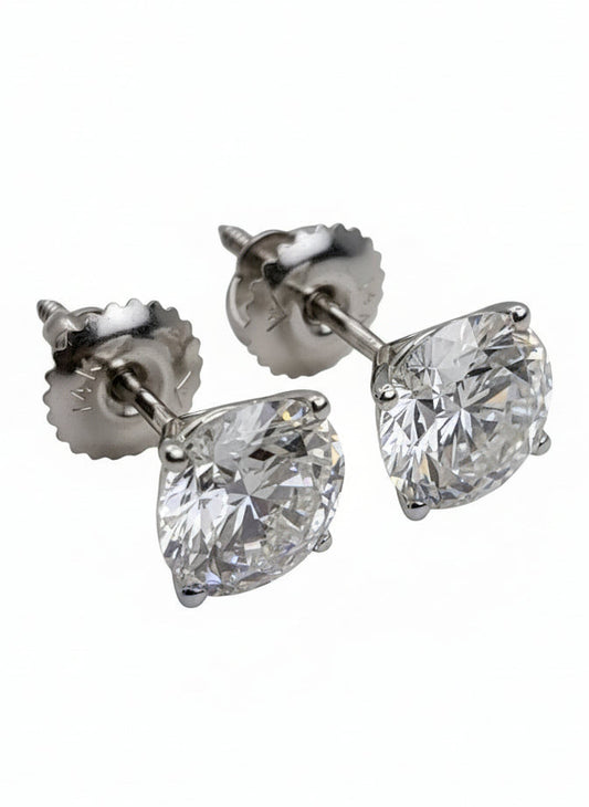 2.56 ctw Lab-Grown Diamond Stud Earrings E-VVS2 Individual IGI's 14k White Gold