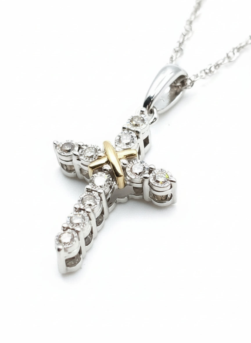 1/10 CTW Natural Diamond Pendant Necklace 925 Sterling Silver