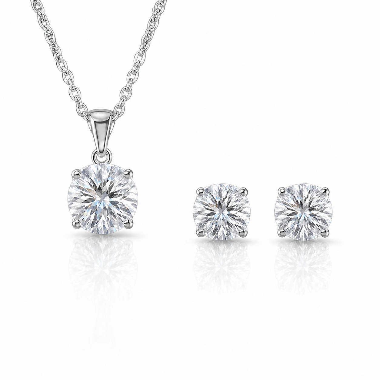 1ctw Sterling Silver  Lab Diamond Set