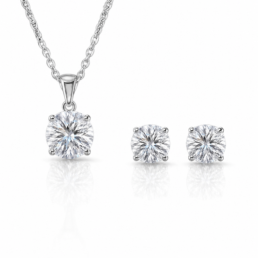 1ctw Sterling Silver  Lab Diamond Set