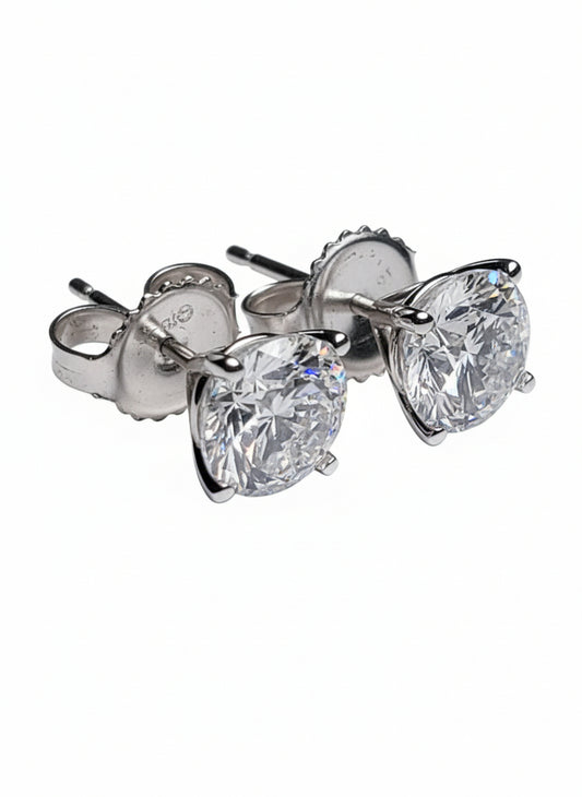 2.15 ctw Lab Diamond Stud Earrings  D-VVS1 Individual IGI's 14k White Gold.