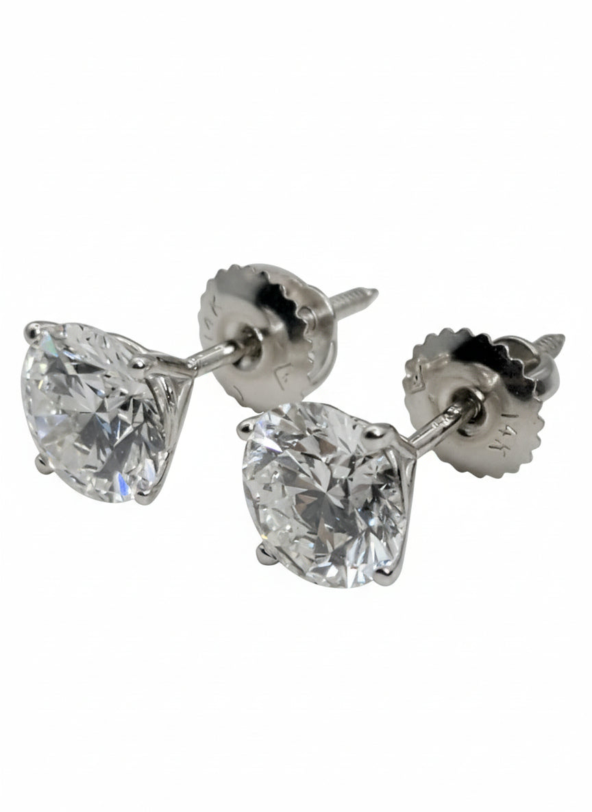 2.56 ctw Lab-Grown Diamond Stud Earrings E-VVS2 Individual IGI's 14k White Gold