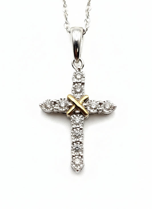 1/10 CTW Natural Diamond Pendant Necklace 925 Sterling Silver