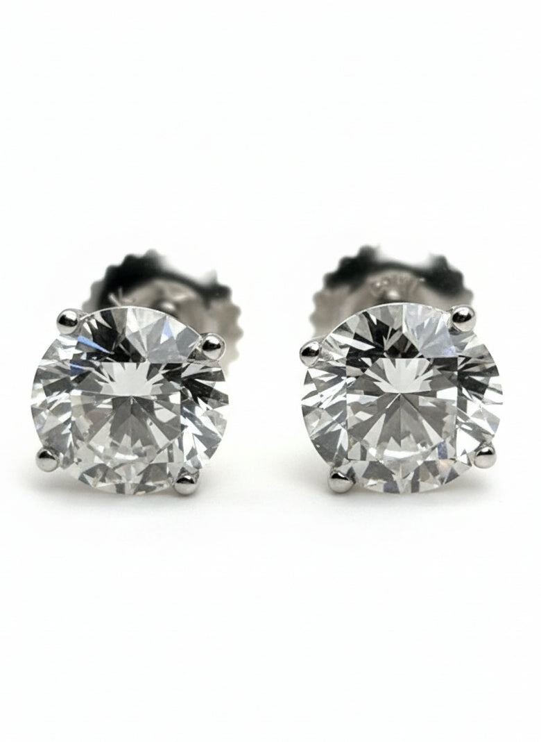 2.56 ctw Lab-Grown Diamond Stud Earrings E-VVS2 Individual IGI's 14k White Gold